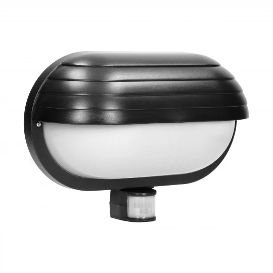 MUSAM, oprawa ogrodowa z czujnikiem ruchu 180, 1x60W, E27, IP44, z przesłoną, plastik, czarna,LF-1/B