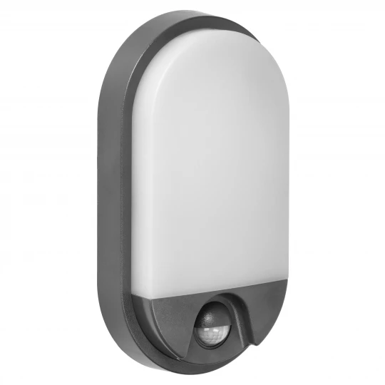 NEFRYT LED 10W, oprawa ogrodowa z czujnikiem ruchu PIR, 800lm, IP54, 4000K, szara