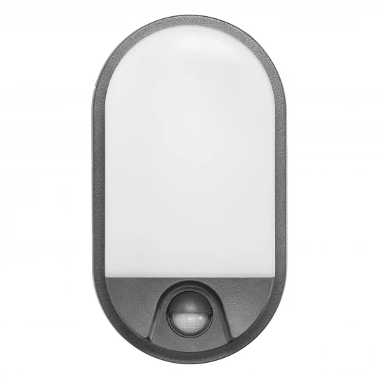 NEFRYT LED 10W, oprawa ogrodowa z czujnikiem ruchu PIR, 800lm, IP54, 4000K, szara