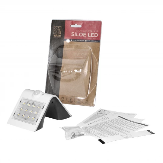 SILOE LED 1,5W, lampa solarna z czujnikiem ruchu 120st, 190lm, IP65, 4000K, 1200mAh, podwójne źródło światła, bia,AD-SL-6083WLR4