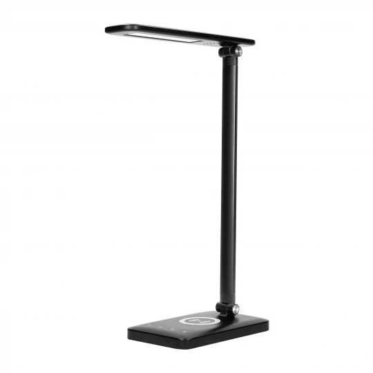 ISIYO LED 7W Lampka biurkowa z ładowarką indukcyjną i USB, 390lm, 3000-4000-6000K, zmiana barwy temperaturowej i funkcja ściemniania, czarna