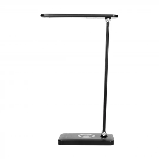 ISIYO LED 7W Lampka biurkowa z ładowarką indukcyjną i USB, 390lm, 3000-4000-6000K, zmiana barwy temperaturowej i funkcja ściemniania, czarna