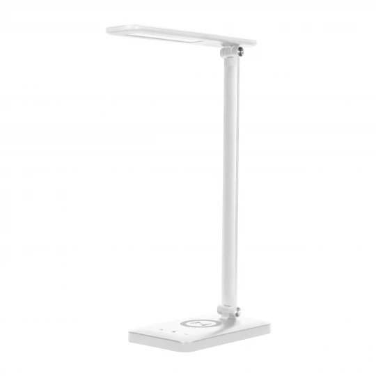 ISIYO LED 7W Lampka biurkowa z ładowarką indukcyjną i USB, 390lm, 3000-4000-6000K, zmiana barwy temperaturowej i funkcja ściemniania, biała