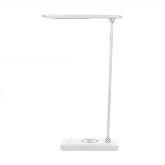 ISIYO LED 7W Lampka biurkowa z ładowarką indukcyjną i USB, 390lm, 3000-4000-6000K, zmiana barwy temperaturowej i funkcja ściemniania, biała
