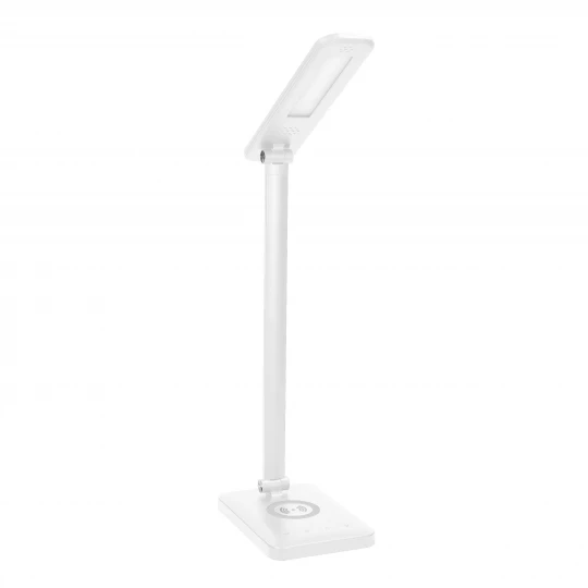 ISIYO LED 7W Lampka biurkowa z ładowarką indukcyjną i USB, 390lm, 3000-4000-6000K, zmiana barwy temperaturowej i funkcja ściemniania, biała