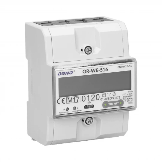 Licznik energii elektrycznej 3-fazowy RS485 MID 80A OR-WE-516