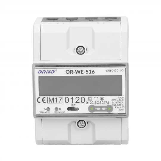 Licznik energii elektrycznej 3-fazowy RS485 MID 80A OR-WE-516
