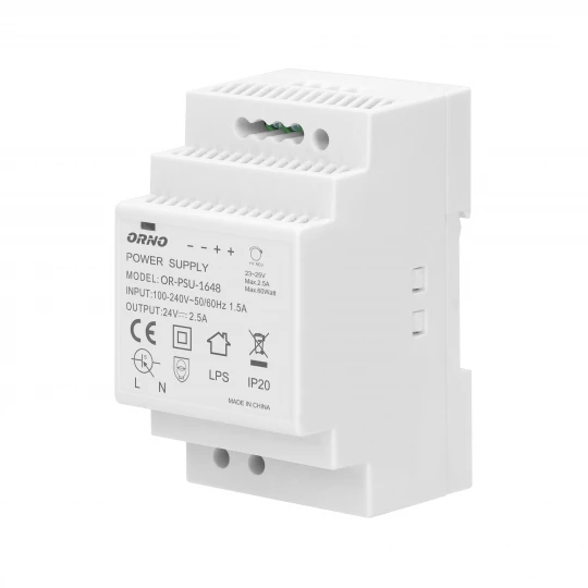 Zasilacz led na szynę DIN 60W 24VDC 2,5A OR-PSU-1648 LUX01517
