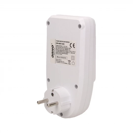 Watomierz, kalkulator energii z wyświetlaczem LCD 0,1 - 3680W OR-WAT-435