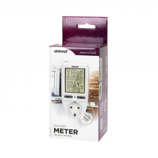 Watomierz, kalkulator energii z wyświetlaczem LCD, wersja schuko OR-WAT-435(GS)