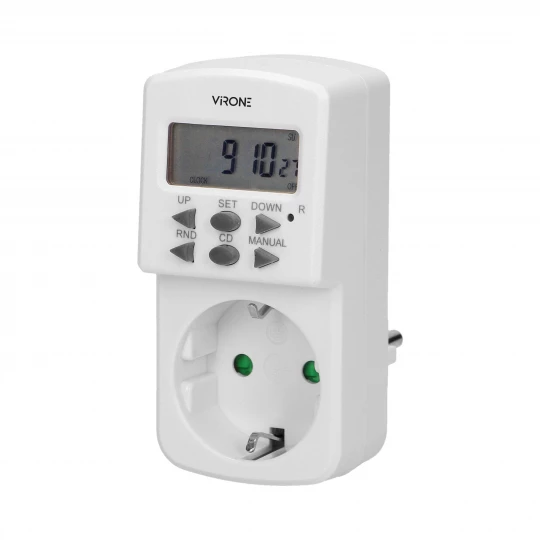 Elektroniczny programator czasowy, MINI, 1800W, 8A, 10 programów, wersja Schuko,DT-2(GS)