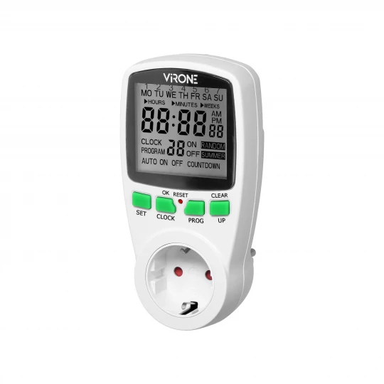 Elektroniczny programator czasowy z wyświetlaczem LCD, wersja Schuko