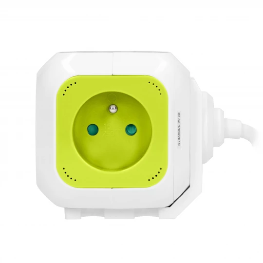 Przedłużacz Kostka 4-krotny z ładowarką 2xUSB 1,4m limonkowy