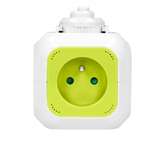 Przedłużacz Kostka 4-krotny z ładowarką 2xUSB 1,4m limonkowy