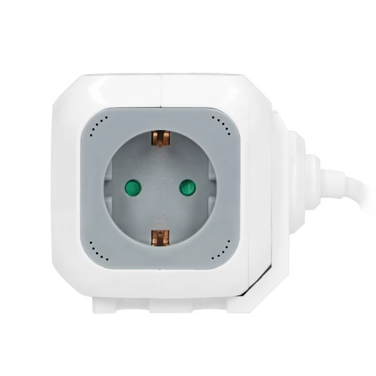 Przedłużacz 4 krotny 2P+Z (Schuko), ładowarka 2xUSB, 1,4m H05VV-F 3x1,5mm2, szaro-biały,OR-AE-13144(GS)