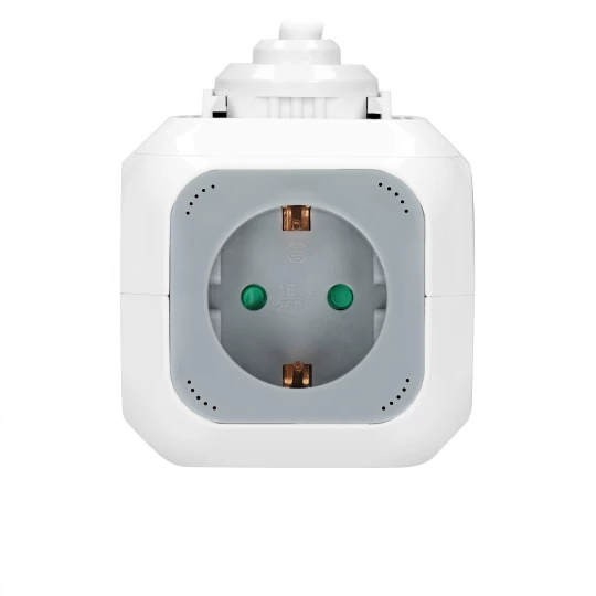 Przedłużacz 4 krotny 2P+Z (Schuko), ładowarka 2xUSB, 1,4m H05VV-F 3x1,5mm2, szaro-biały,OR-AE-13144(GS)