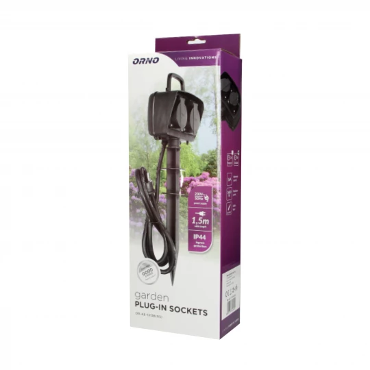Gniazdo ogrodowe 2x2P+Z (schuko), IP44, 1,5m H07RN-F 3x1,5mm2 OR-AE-13138(GS)