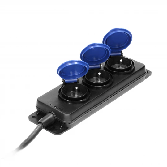 Przedłużacz warsztatowy bryzgoszczelny IP44, 3 gniazda 2P+Z IP44, przewód gumowy, H05RR-F 3x1,5mm2, długość 3m OR-AE-13158/3M