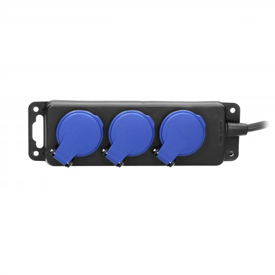 Przedłużacz warsztatowy bryzgoszczelny IP44, 3 gniazda 2P+Z IP44, przewód gumowy, H05RR-F 3x1,5mm2, długość 3m OR-AE-13158/3M