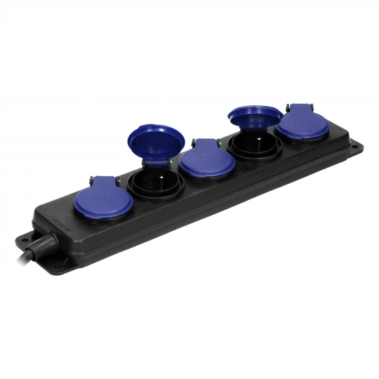 Przedłużacz warsztatowy bryzgoszczelny IP44, 5 gniazda 2P+Z IP44, przewód gumowy, H05RR-F 3x1,5mm2, długość 3m,OR-AE-13193/3M