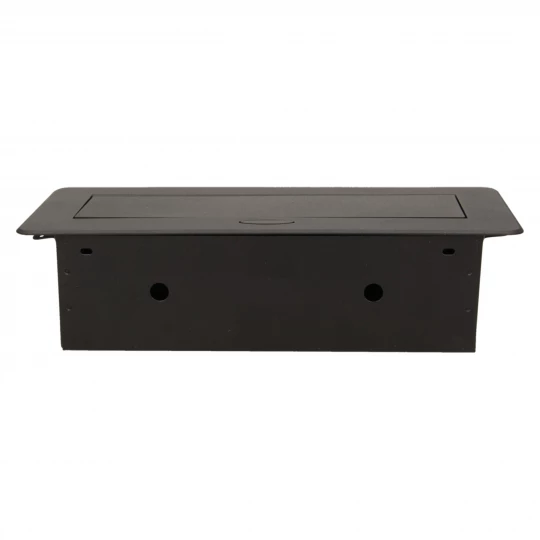 Gniazda wpuszczane w blat 2x230 z płaskim frezowanym rantem i ładowarką USB czarne OR-AE-13109/B