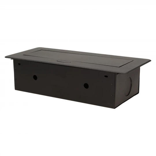 Gniazda wpuszczane w blat 2x230 z płaskim frezowanym rantem i ładowarką USB czarne OR-AE-13109/B