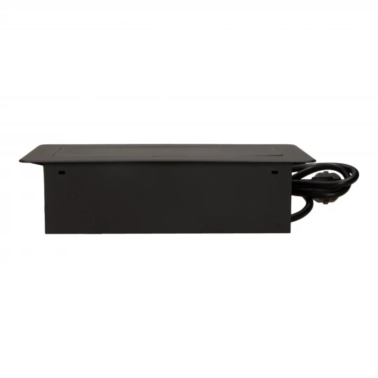 Gniazda wpuszczane w blat z płaskim frezowanym rantem, ładowarką USB i przewodem 1,5m, 2x2P+Z, 2xUSB, czarne OR-AE-13126/B