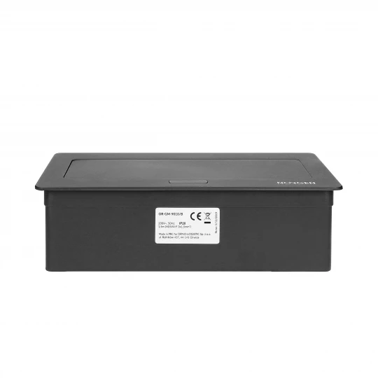 NOEN Kaseta meblowa wpuszczana w blat ze zintegrowaną ramką PCV na gniazda modułowe 3 x 45x45mm lub 6 x 22,5x45mm, ,OR-GM-9010/B