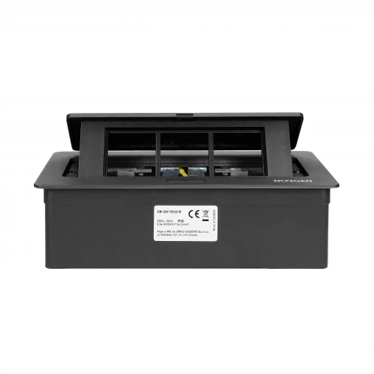 NOEN Kaseta meblowa wpuszczana w blat ze zintegrowaną ramką PCV na gniazda modułowe 3 x 45x45mm lub 6 x 22,5x45mm, ,OR-GM-9010/B
