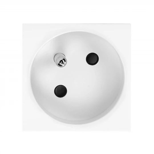 NOEN FR, gniazdo modułowe 45x45mm kątowe - 45 1x2P+Z, typ E french, 16A 250V, białe,OR-GM-9010/W/FR45
