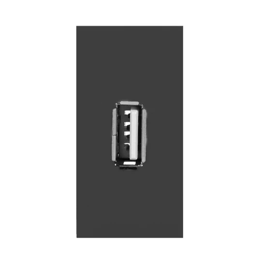 NOEN USB data, gniazdo modułowe 22,5x45mm USB data 2.0, piny, czarne,OR-GM-9010/B/USBDATA