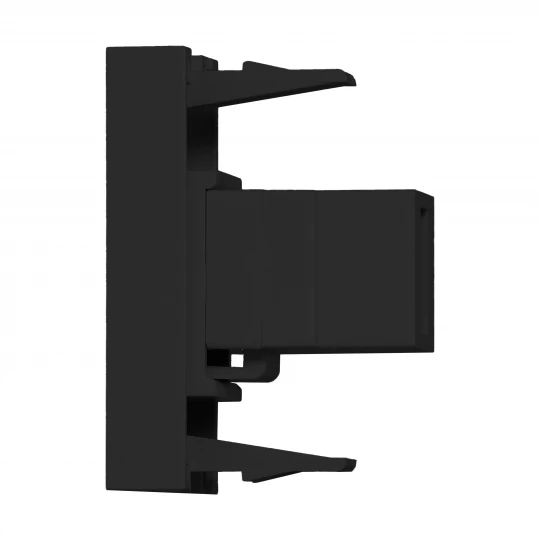 NOEN USB data, gniazdo modułowe 22,5x45mm USB data 2.0, przelotka, czarne,OR-GM-9010/B/USBDAT1