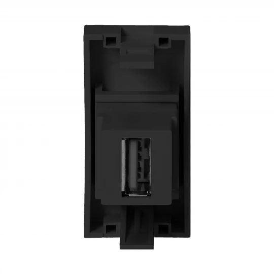 NOEN USB data, gniazdo modułowe 22,5x45mm USB data 2.0, przelotka, czarne,OR-GM-9010/B/USBDAT1