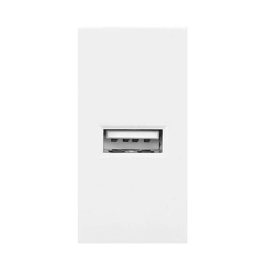 NOEN USB, port modułowy 22,5x45mm z ładowarką USB, 2,1A 5V DC, biały,OR-GM-9010/W/USB