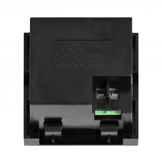 NOEN USB x 2, podwójny port modułowy 45x45mm z ładowarką USB, 2,1A 5V DC, czarny,OR-GM-9010/B/USBX2
