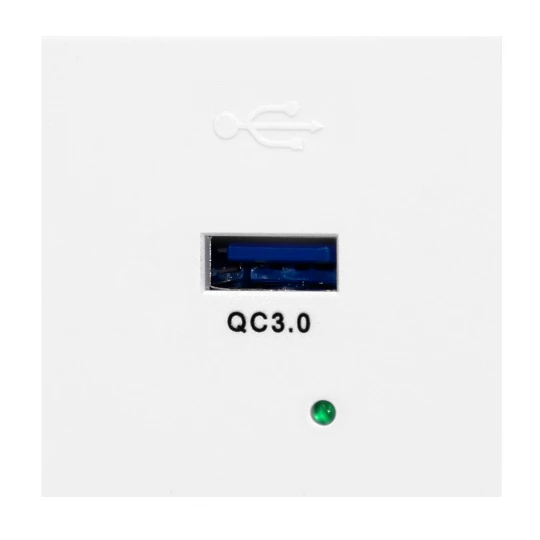 NOEN USBQ, port modułowy 45x45mm z ładowarką USB quick charge 3A/5V 2A/9V 1,5A/12V, biały Wymaga zastosowan,OR-GM-9010/W/USBQ