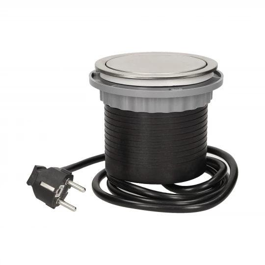 Gniazdo meblowe, wysuwane z blatu 4x250V AC z przewodem 1,5m, INOX OR-AE-1380