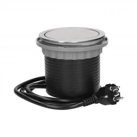 Gniazdo meblowe, wysuwane z blatu 3x250V AC z ładowarką USB i przewodem 1,5m, INOX OR-AE-1381