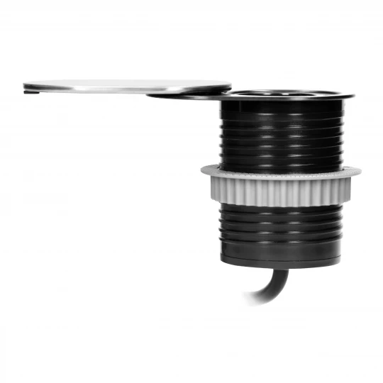 Gniazdo meblowe Ø6cm, wpuszczane w blat z przesuwną pokrywką, ładowarką USB i przewodem 1,9m, 1x2P+Z, 1xUSB (2,4,OR-AE-13124(GS)
