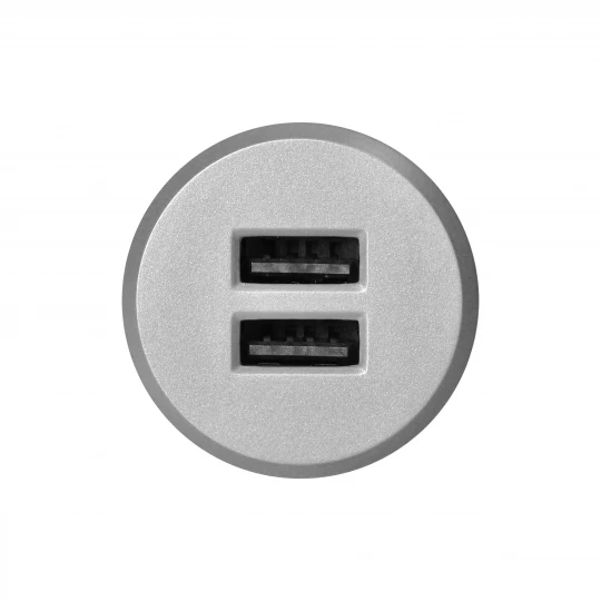 Ładowarka 2XUSB 3,4A, wpuszczana w blat, srebrna