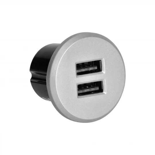 Ładowarka 2XUSB 3,4A, wpuszczana w blat, srebrna