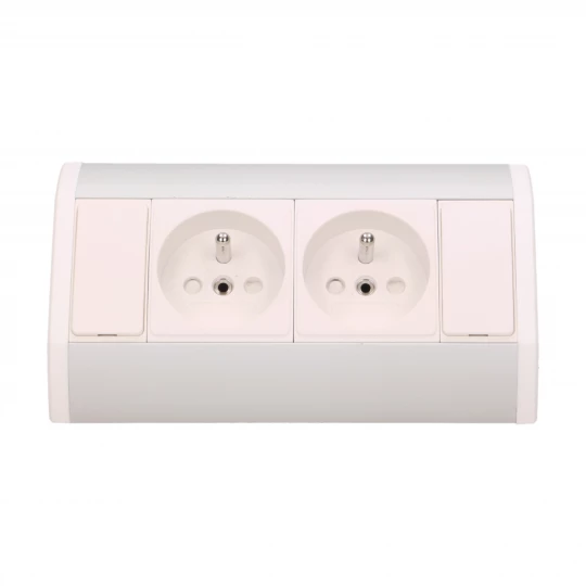 Gniazdo meblowe 2x2P+Z, biało-srebrne,OR-GM-9005/W-G
