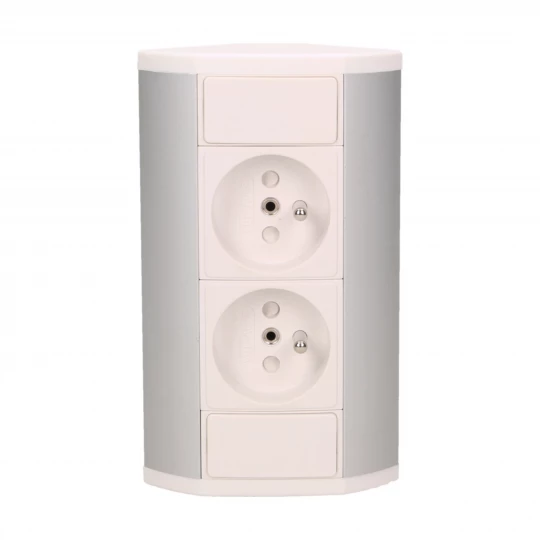 Gniazdo meblowe 2x2P+Z, biało-srebrne,OR-GM-9005/W-G