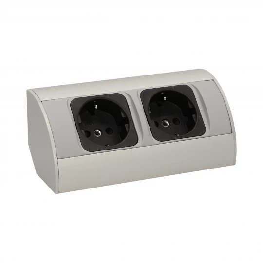 Gniazdo meblowe bez wyłącznika, 2x2P+Z (Schuko), srebrne,OR-AE-1303/G(GS)