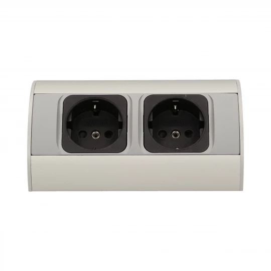 Gniazdo meblowe bez wyłącznika, 2x2P+Z (Schuko), srebrne,OR-AE-1303/G(GS)