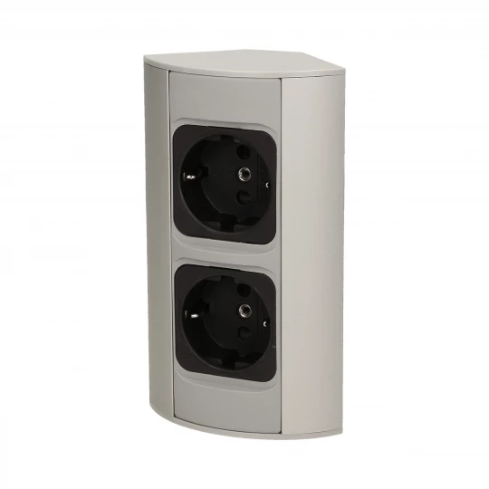 Gniazdo meblowe bez wyłącznika, 2x2P+Z (Schuko), srebrne,OR-AE-1303/G(GS)