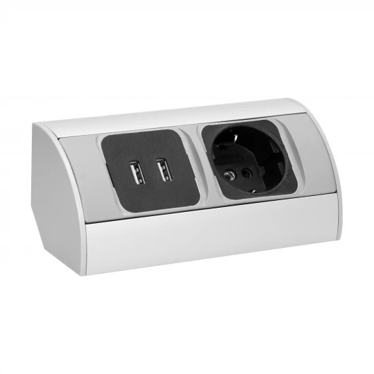 Gniazdo meblowe 1x2P+Z (Schuko), 2xUSB,OR-AE-1310(GS)