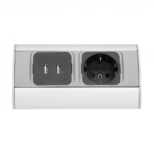 Gniazdo meblowe 1x2P+Z (Schuko), 2xUSB,OR-AE-1310(GS)