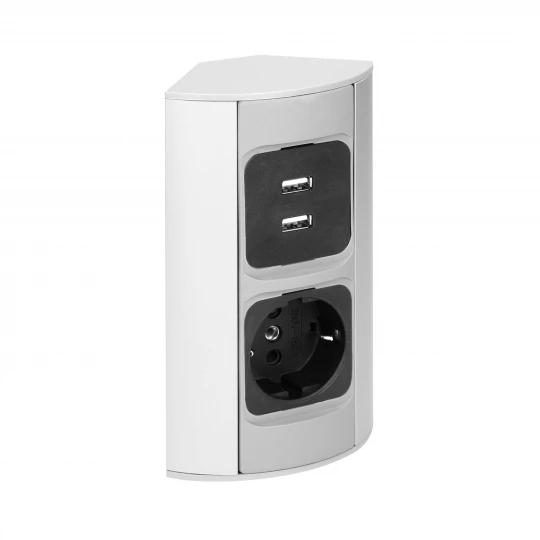 Gniazdo meblowe 1x2P+Z (Schuko), 2xUSB,OR-AE-1310(GS)