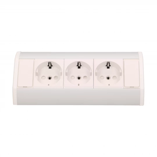 Gniazdo meblowe 3x2P+Z (Schuko), biało-srebrne,OR-GM-9001/W-G(GS)